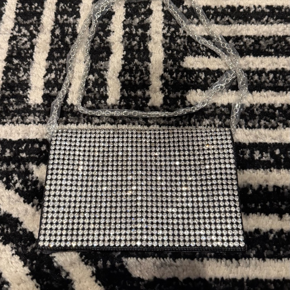 Crystal Rhinestone Evening Crossbody Bag OR  clutch- Silver